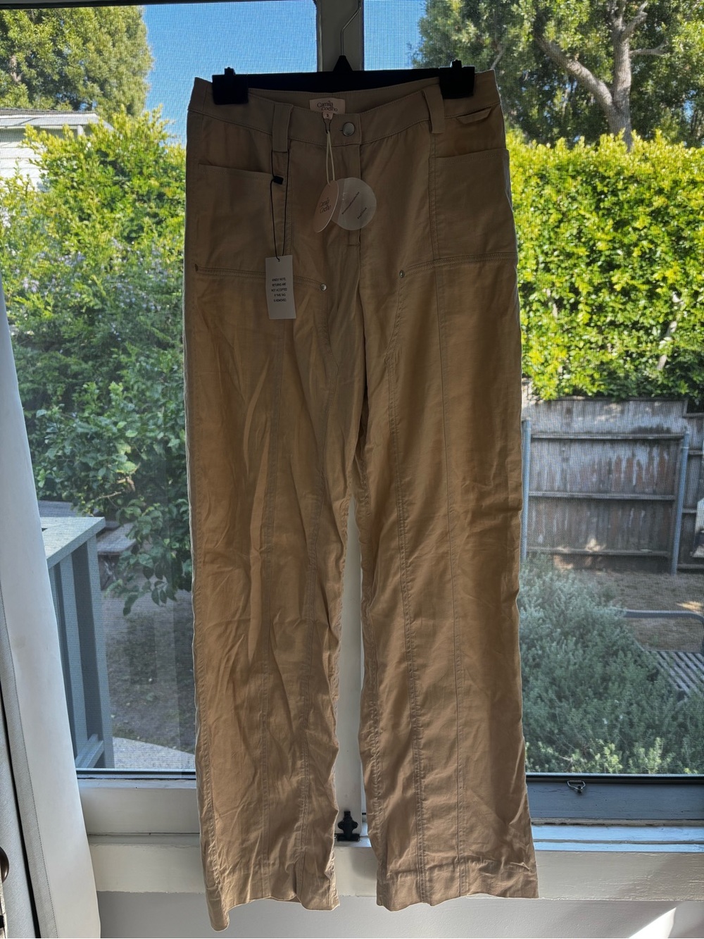 Camila Coelho Wide-Leg Linen Pants in Sand